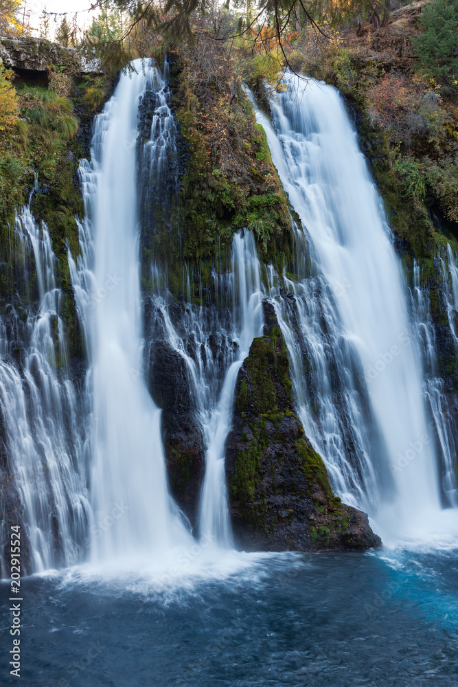 Close up views of Burney Falls in Northern California