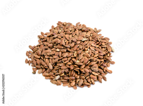 Flax seeds isolated white bascground