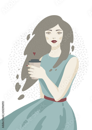 Women with coffee. Vector illustration