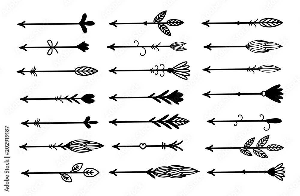 Rustic, boho arrows set vector Rustic, boho arrows set vector