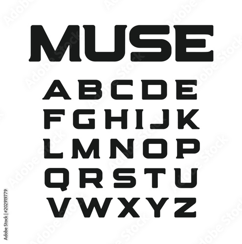 Modern font with unusual serifs. New minimalism, classic style letters set. Muse vector alphabet. Geometrical isolated letters set on white background.