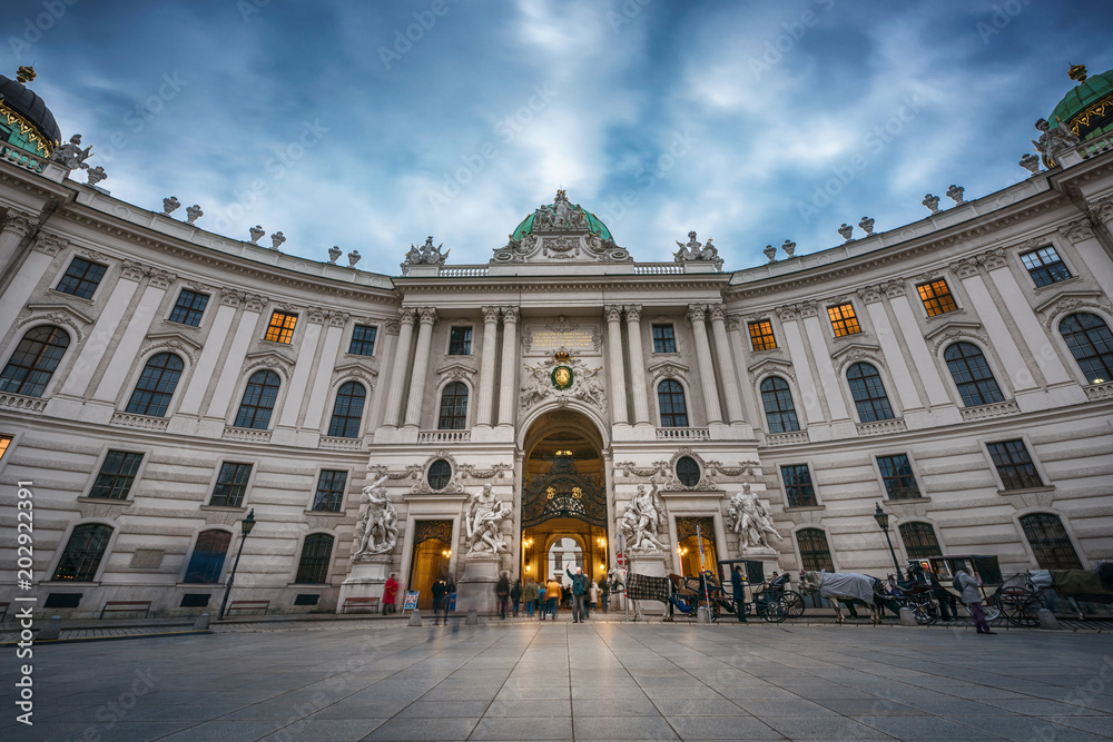 View of the evening Hofburg palace. Vienna. Austria.