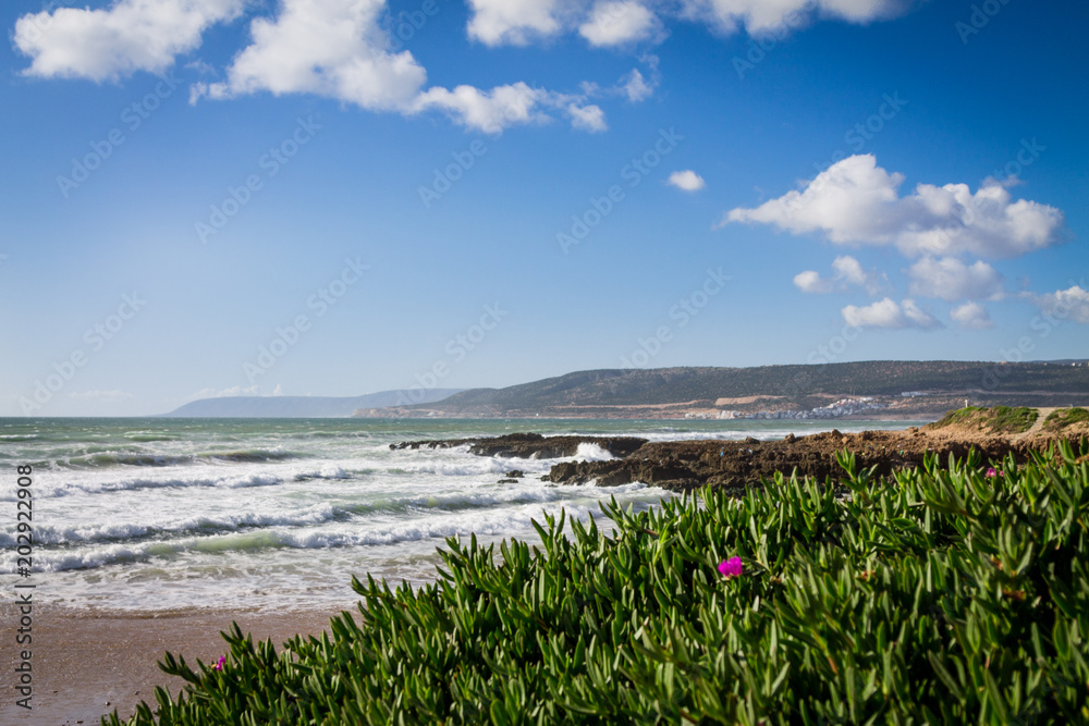 The coast near Agadir. Rocky coast of the Atlantic Ocean The coast near Agadir. Rocky coast of the Atlantic Ocean