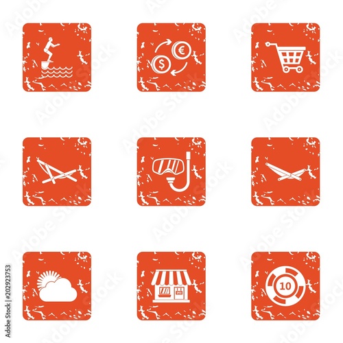 Slacker icons set. Grunge set of 9 slacker vector icons for web isolated on white background