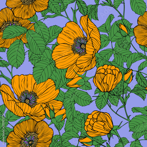 Seamless pattern with flowers roses