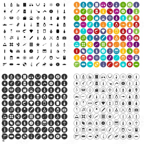 100 smuggling goods icons set vector in 4 variant for any web design isolated on white