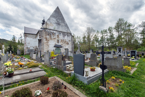 Mysterious cemetery in Velhartice, Czech republic photo
