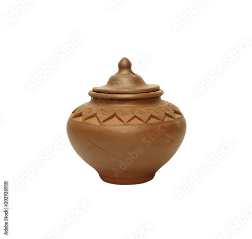 Thai traditional clay pot isolated on white background