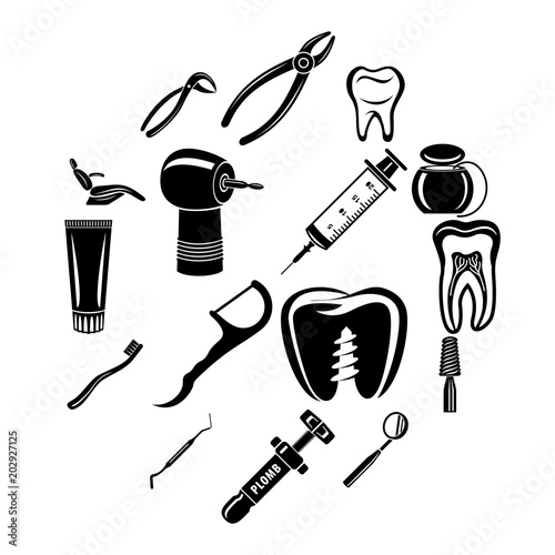 Dentist stomatologist icons set. Simple illustration of 16 dentist stomatologist vector icons for web