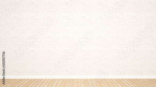 Fototapeta Naklejka Na Ścianę i Meble -  White stone wall decoration in empty room for apartment or hotel - Interior simple design for artwork - 3D Rendering