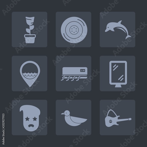 Premium set of fill icons. Such as green, wheel, auto, style, guitar, interior, hipster, ocean, decoration, car, sign, transportation, wildlife, pot, work, nature, conditioning, air, rubber, speed