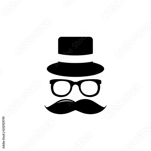 Invisible man with hat glasses and mustaches icon - vector illustration