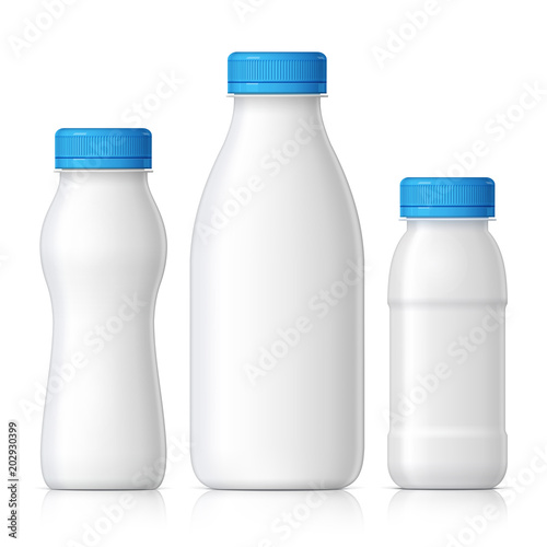 Realistic plastic bottle for milk, yogurt or kefir.