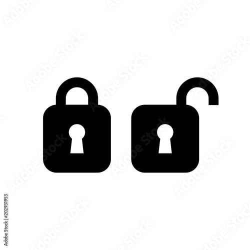 Lock unlock icon ui simple style flat illustration