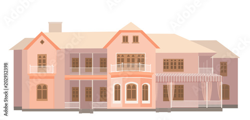 Big two-storied house isolated on white background