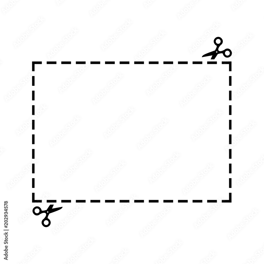 Illustration of a cut out coupon rectangle shape with scissors vector. Illustration of a cut out coupon rectangle shape with scissors vector.