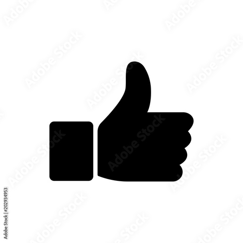 Like icon vector illustration isolated on white background. Finger up sign. photo