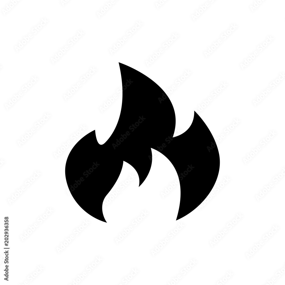 Fire flame icon. Black icon isolated on white background. Fire flame silhouette. Simple icon. Web site page and mobile app design vector element. Fire flame icon. Black icon isolated on white background. Fire flame silhouette. Simple icon. Web site page and mobile app design vector element.