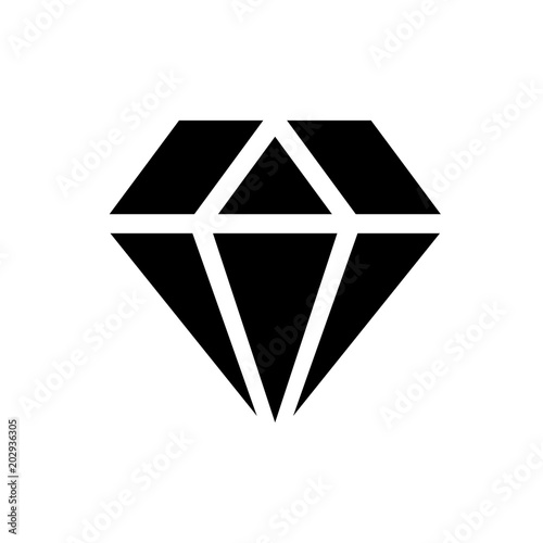 Diamond Icon Vector. Simple flat symbol. Perfect Black pictogram illustration on white background.