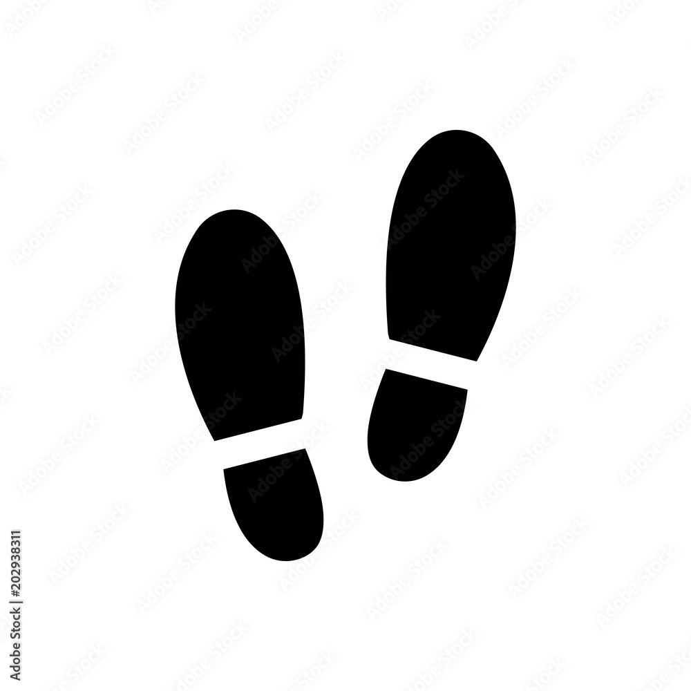 Trail shoes. Foot print icon vector illustration on white background.. Trail shoes. Foot print icon vector illustration on white background..