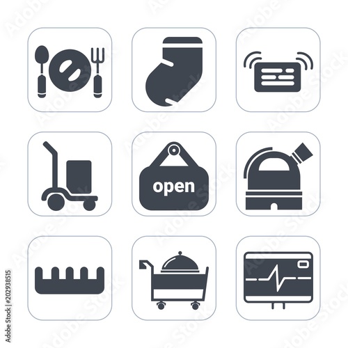 Premium fill icons set on white background . Such as warehouse, internet, service, fashion, clothes, heart, package, beauty, plate, message, pulse, gray, knife, business, sign, store, restaurant, food