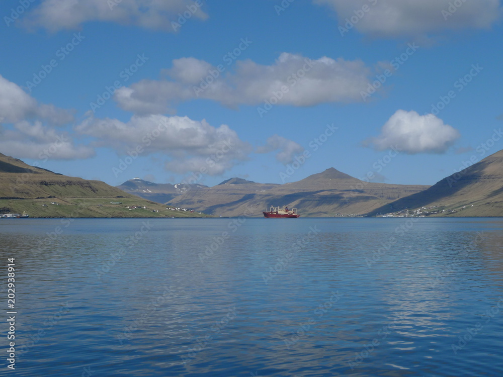 view of kollafjordur, faroe islands