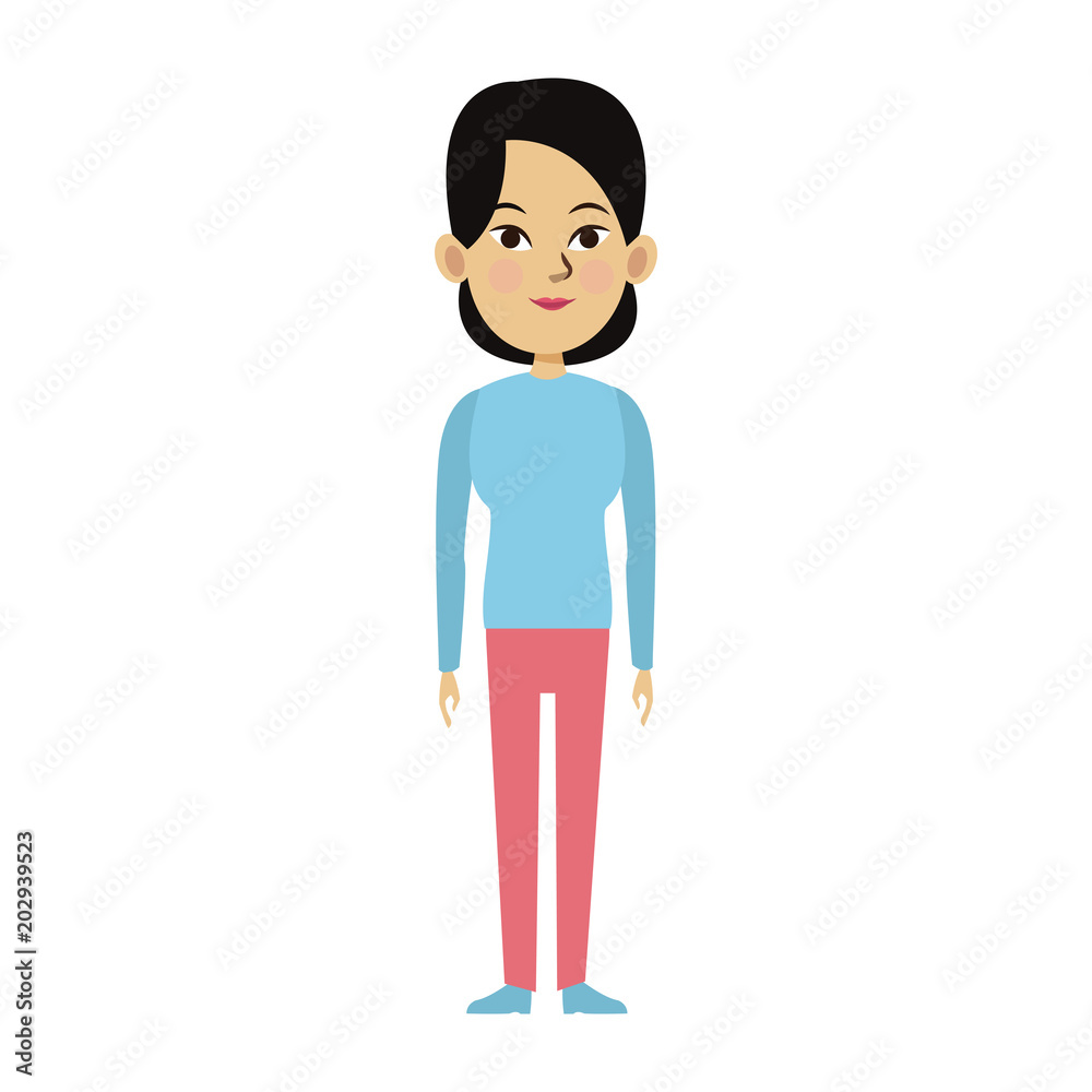 Young woman with casual clothes cartoon vector illustration graphic design