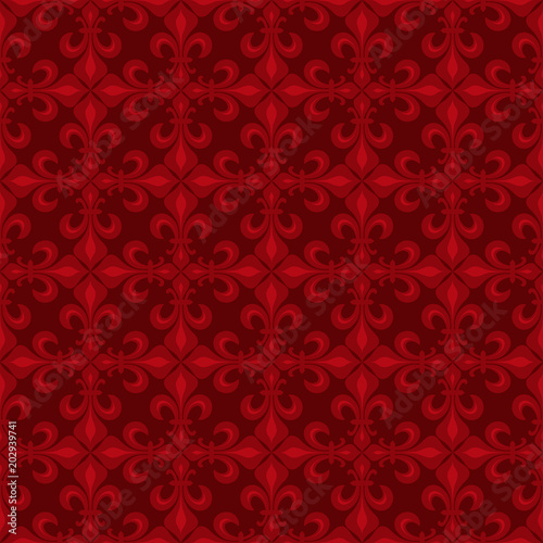 Lace-de-Luce (Lace of Lilies), Antique Eastern Red purple flamboyant seamless pattern.