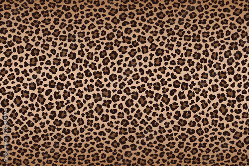 Dark brown leopard fur texture with dark border. Vector