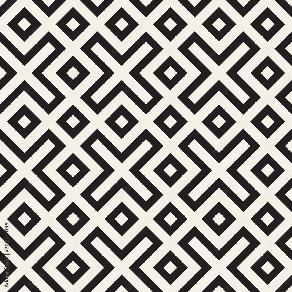 Stylish lines lattice. Ethnic monochrome texture. Abstract geometric background design. Vector seamless pattern. Stylish lines lattice. Ethnic monochrome texture. Abstract geometric background design. Vector seamless pattern.