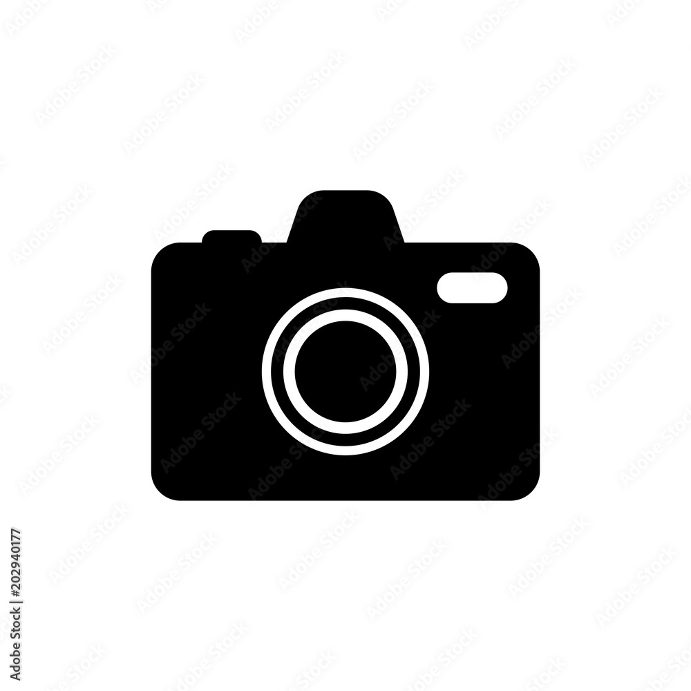 Camera icon, flat photo camera vector isolated. Modern simple snapshot photography sign. Instant Photo internet concept. Trendy symbol for website design. Logo illustration Camera icon, flat photo camera vector isolated. Modern simple snapshot photography sign. Instant Photo internet concept. Trendy symbol for website design. Logo illustration