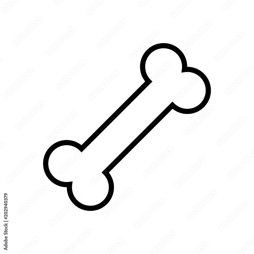 Dog bone simple vector icon. Black and white illustration of bone, dog meal. Outline linear pet icon. Dog bone simple vector icon. Black and white illustration of bone, dog meal. Outline linear pet icon.