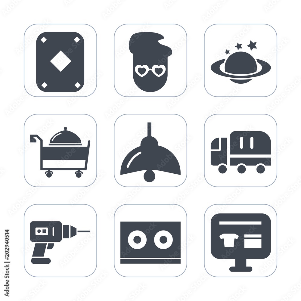 Premium fill icons set on white background . Such as play, car, nature, global, electricity, lamp, cargo, universe, music, space, planet, ecommerce, casette, sale, food, retro, service, transport, old Premium fill icons set on white background . Such as play, car, nature, global, electricity, lamp, cargo, universe, music, space, planet, ecommerce, casette, sale, food, retro, service, transport, old
