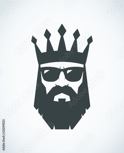 Bearded king with a crown on his head