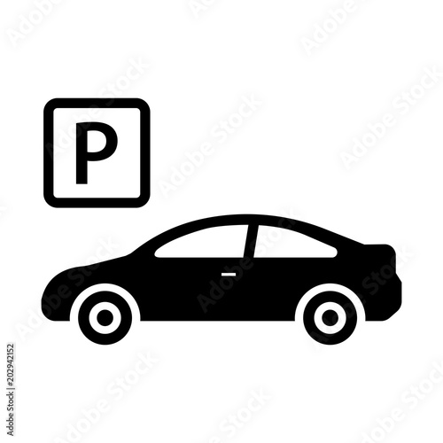 Car icon isolated, parking sign, car parking, valet. Flat design, vector image vector