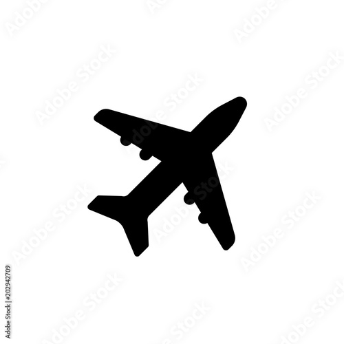Aircraft or Airplane Icon Vector Silhouette