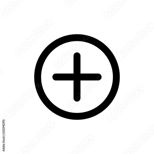 Plus icon in circle . Vector illustration