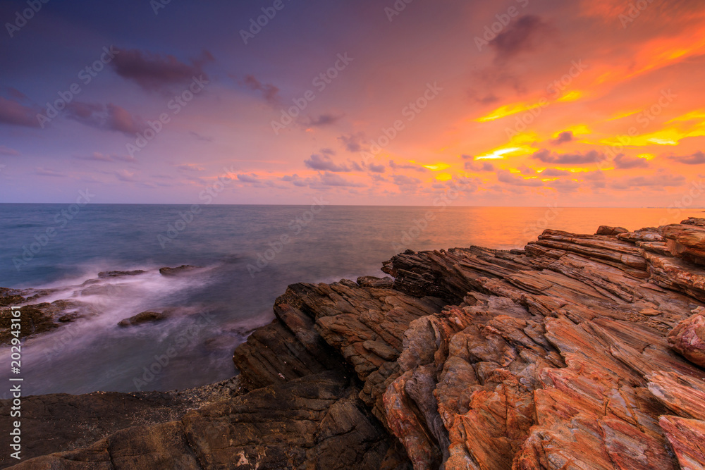 Colorful sunset on the sea in Khaoleamya-mookoh samet national park Rayong province, Thailand. Colorful sunset on the sea in Khaoleamya-mookoh samet national park Rayong province, Thailand.