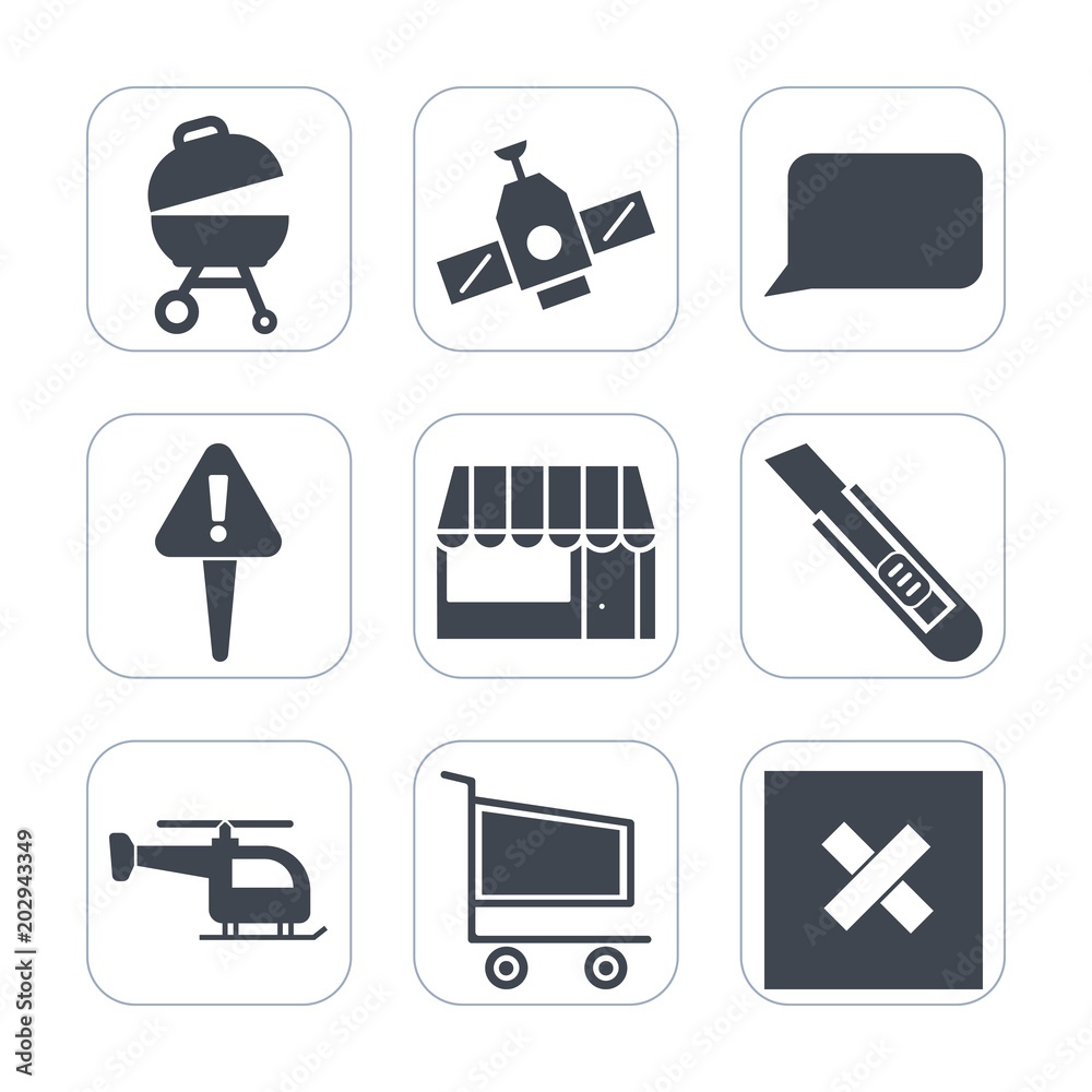 Premium fill icons set on white background . Such as science, spaceship, cart, customer, talk, grocery, space, helicopter, store, mark, meat, closed, satellite, trolley, commerce, supermarket, danger Premium fill icons set on white background . Such as science, spaceship, cart, customer, talk, grocery, space, helicopter, store, mark, meat, closed, satellite, trolley, commerce, supermarket, danger