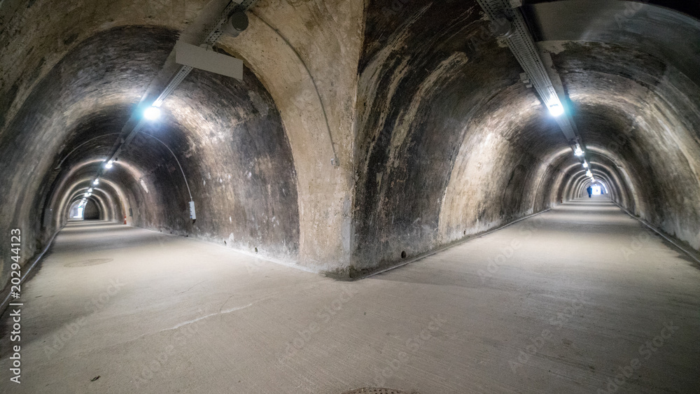 Abandoned tunnel, 2 world war, architecture, minimalism