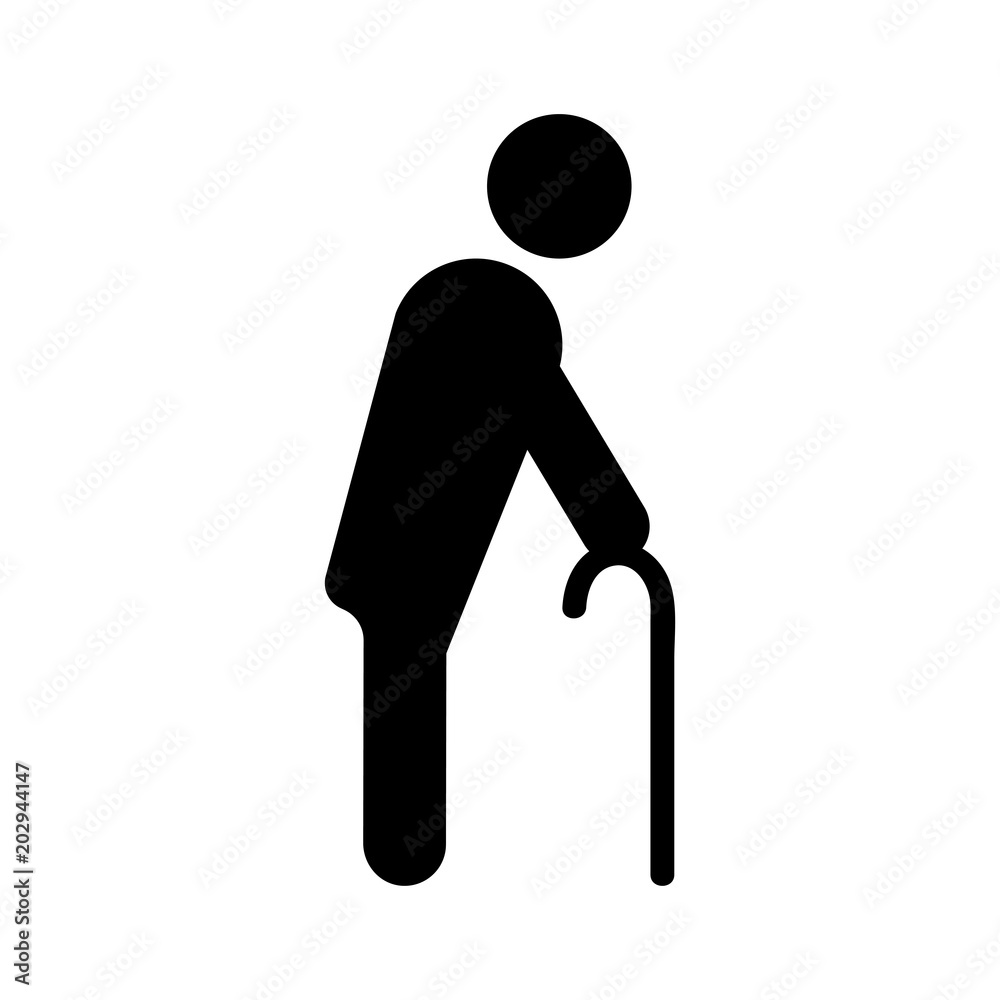 Old man vector icon, simple silhouette isolated illustration. Old man vector icon, simple silhouette isolated illustration.