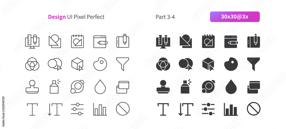 Graphic Design UI Pixel Perfect Well-crafted Thin Line And Solid Icons ...