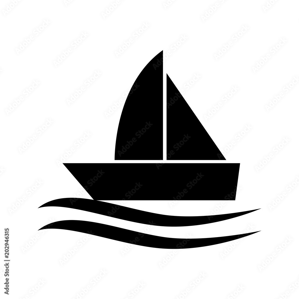 The sailboat icon. Sailing ship symbol. Flat Vector illustration The sailboat icon. Sailing ship symbol. Flat Vector illustration