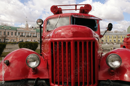 Old vintage classic fire truck.