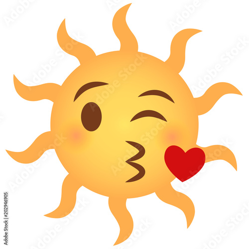 Kussmund mit Herz Emoticon - Sonne