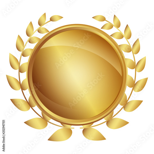 Medaille Lorbeeren - gold 3D