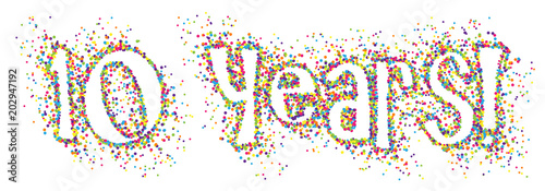 10 YEARS! colourful dots banner