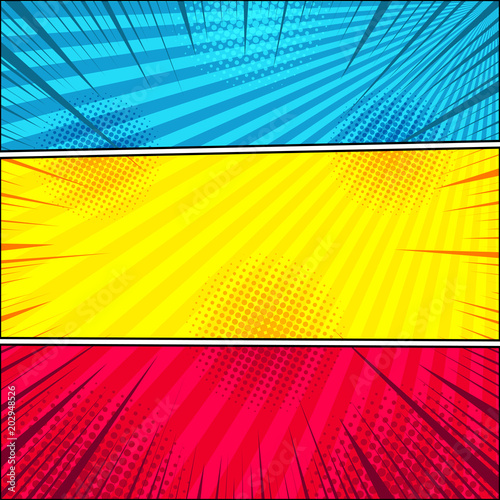 Comic bright horizontal banners