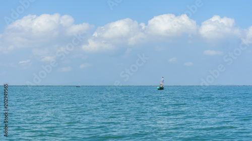 Fishing boat for catching fish in the sea in the beautiful weather , Thailand