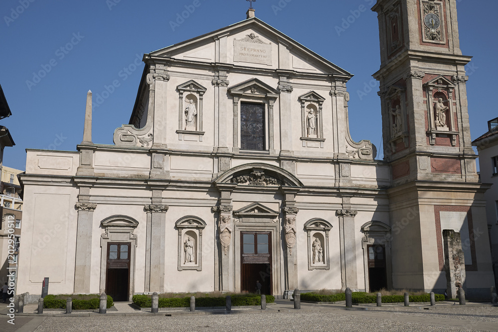 Obraz premium Milan, Italy - April 20, 2018: Basilica Santo Stefano Maggiore in Milan